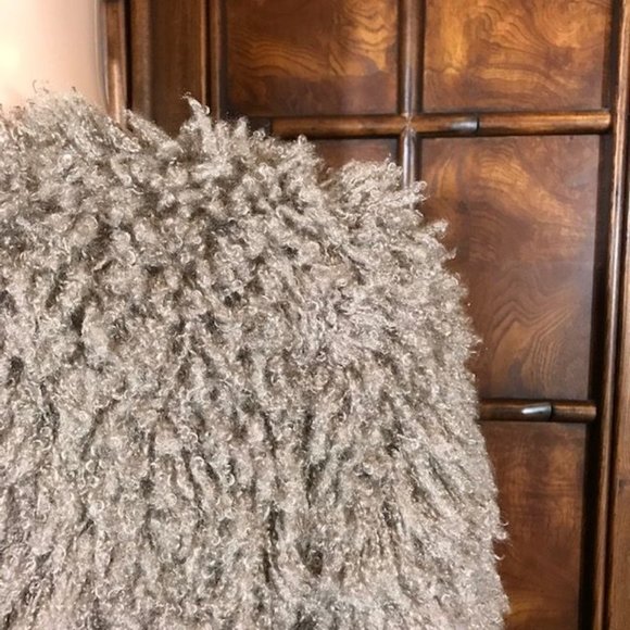 Max Studio Faux Curly Lamb Fur Satin Tie Jacket - Picture 9 of 11